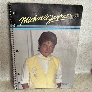 Vtg 1984 Michael Jackson In Yellow Vest W/Brooches Spiral Bound Notebook 80s